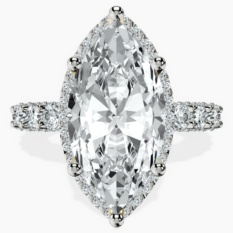 18kt Yellow Gold Enchanté Side Stones Halo Lab Diamond Ring front image