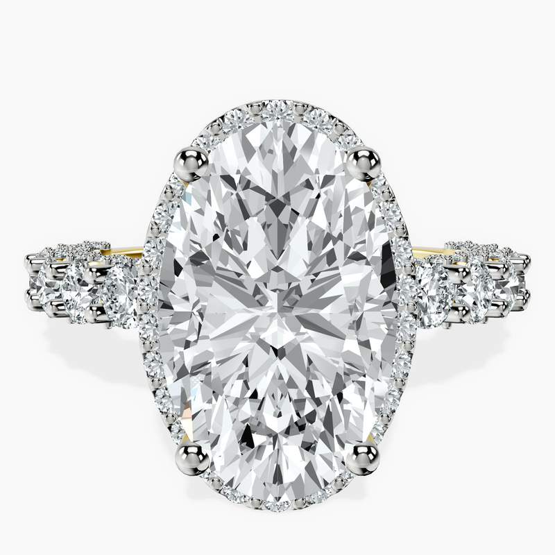 18kt Yellow Gold Enchanté Side Stones Halo Lab Diamond Ring front image