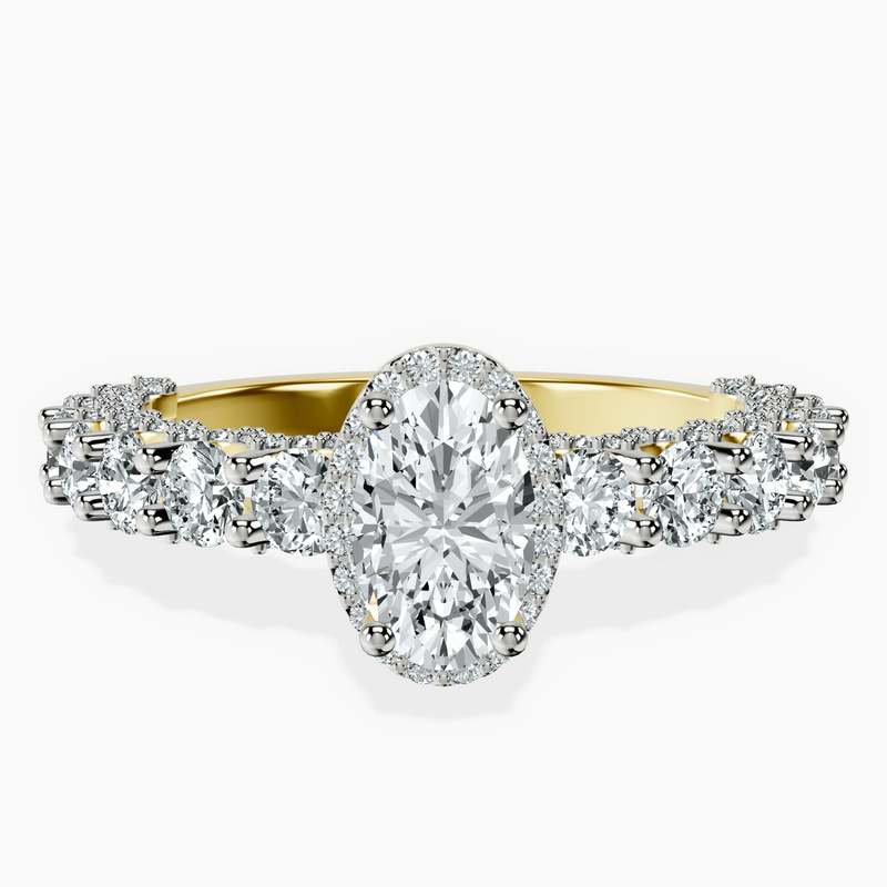 18kt Yellow Gold Enchanté Side Stones Halo Lab Diamond Ring front image