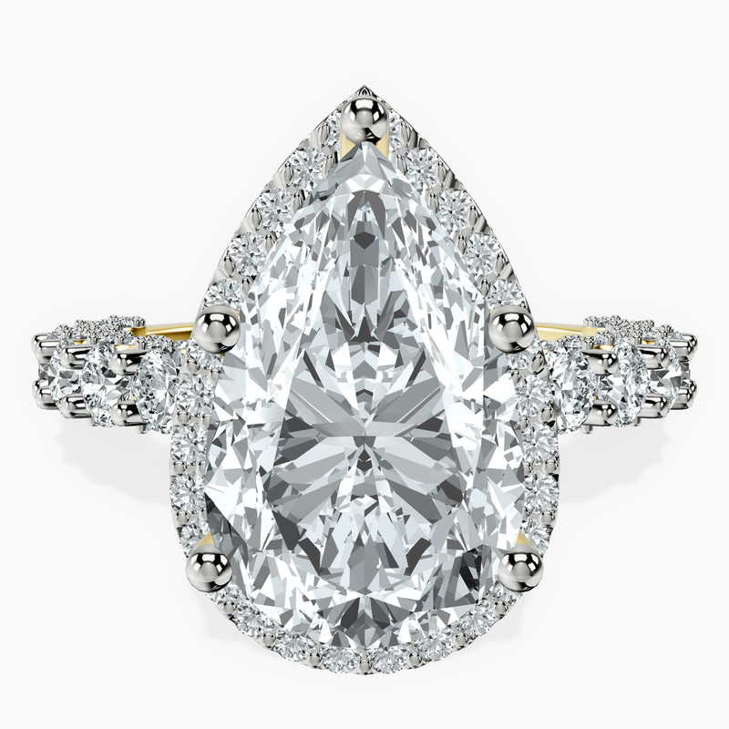 10kt Yellow Gold Enchanté Side Stones Halo Lab Diamond Ring front image