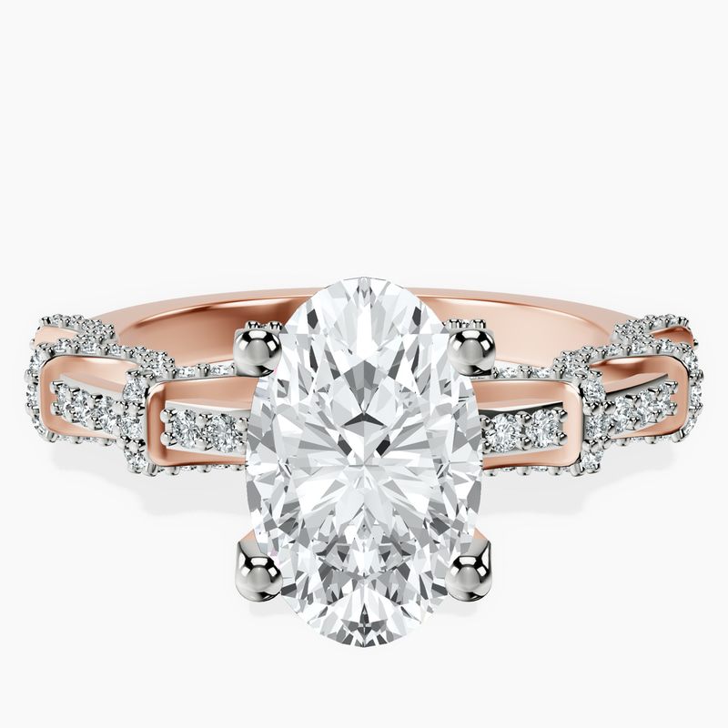 2.06 ct. oval Ciara lab diamond ring in 14kt rose gold rtr top