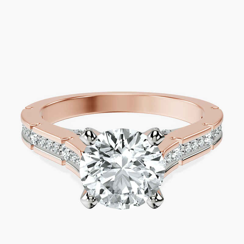 1.41 ct. round Delphie lab diamond ring in 14kt rose gold rtr top