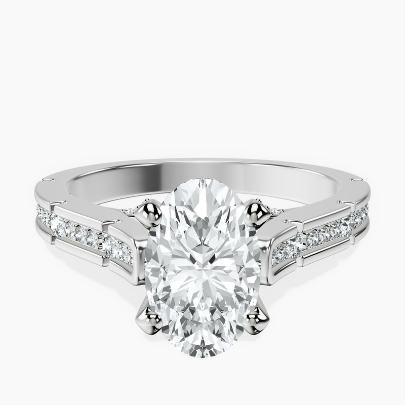 2.06 ct. oval Delphie lab diamond ring in 18kt white gold rtr top