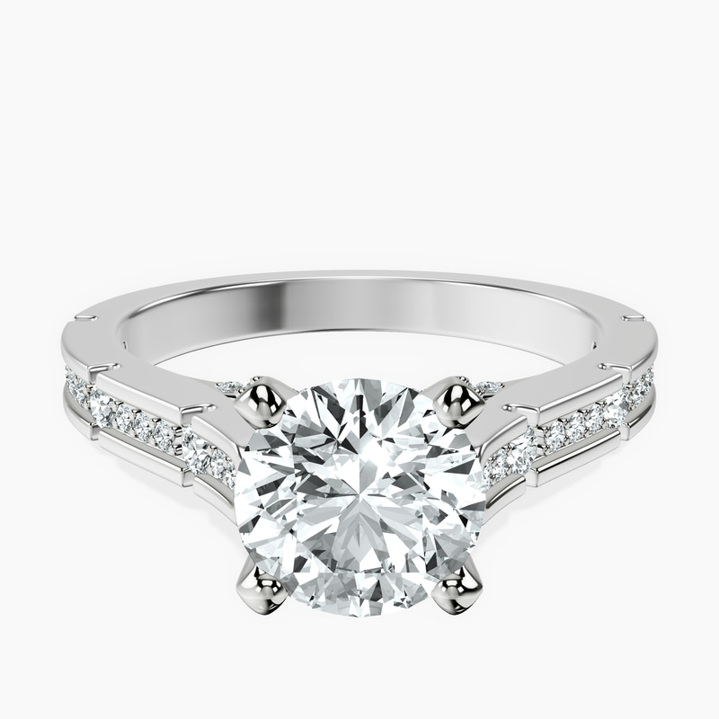 2.82 ct. round Delphie lab diamond ring in 14kt white gold rtr top
