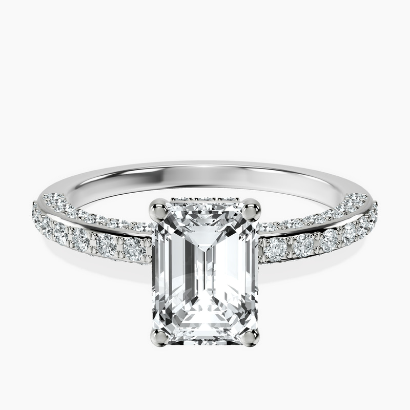 2.91 ct. emerald Atria Secret Halo Ring in 14kt white gold rtr top