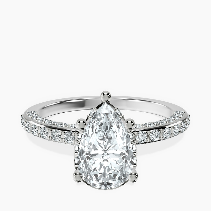 2.81 ct. pear Atria Secret Halo Ring in platinum rtr top