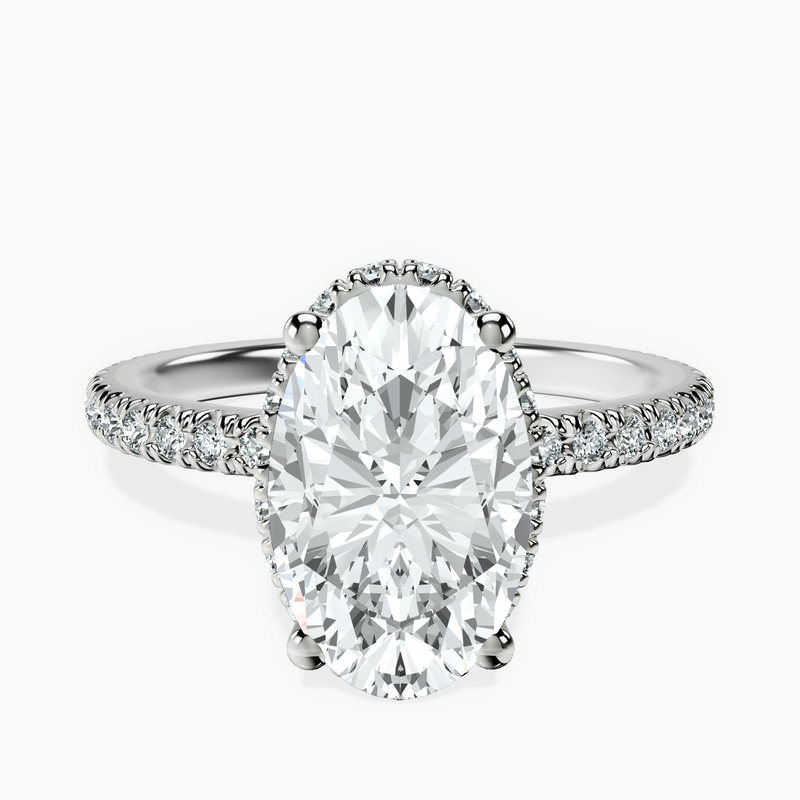 2.99 ct. oval Cleopatra Ring in 18kt white gold rtr top