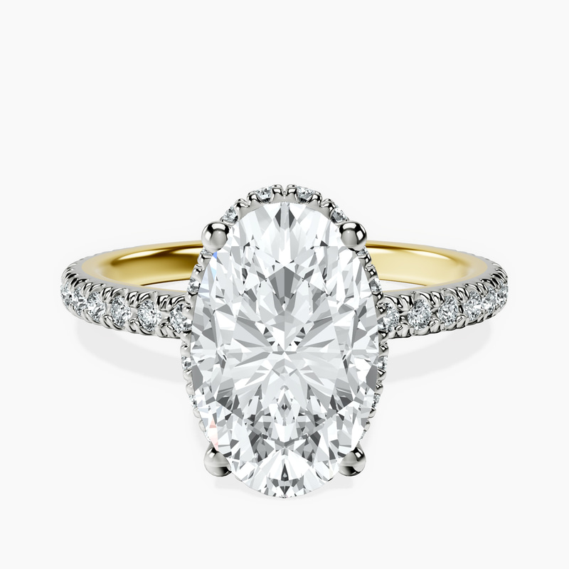 2.06 ct. oval Cleopatra Ring in 18kt yellow gold rtr top