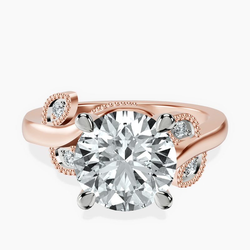 2.82 ct. round Rosé Ring in 10kt rose gold rtr top