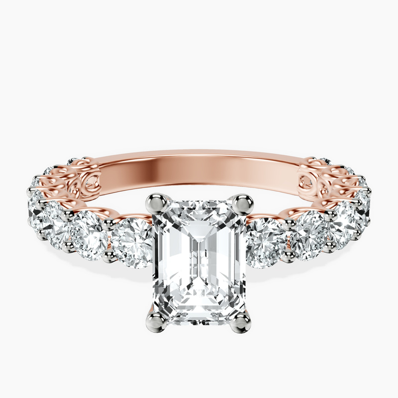 1.09 ct. emerald Genelia Ring in 14kt rose gold rtr top