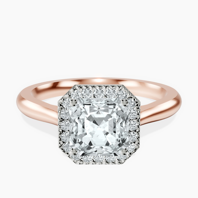 18kt Rose Gold Harriet Halo 2mm Lab Diamond Ring front image