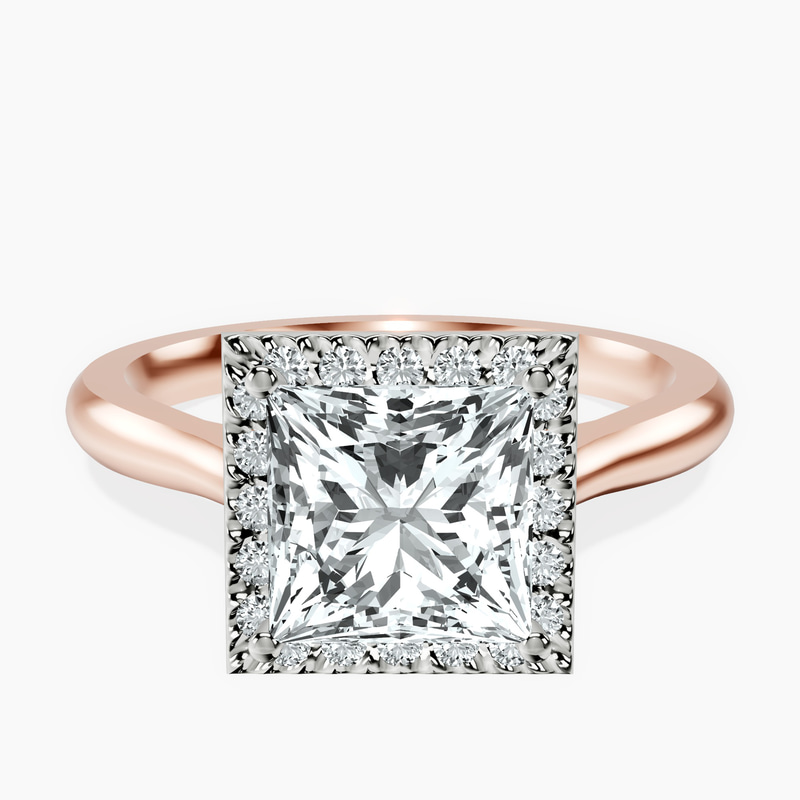 2.80 ct. princess Harriet Ring in 18kt rose gold rtr top