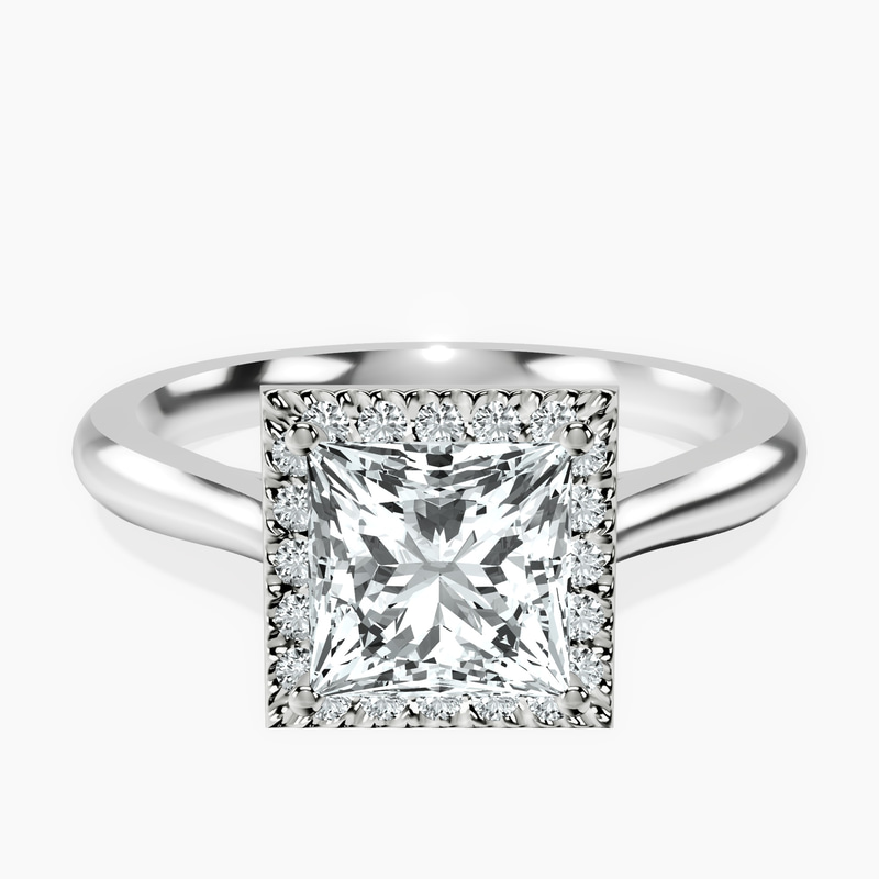 18kt White Gold Harriet Halo 2mm Lab Diamond Ring front image