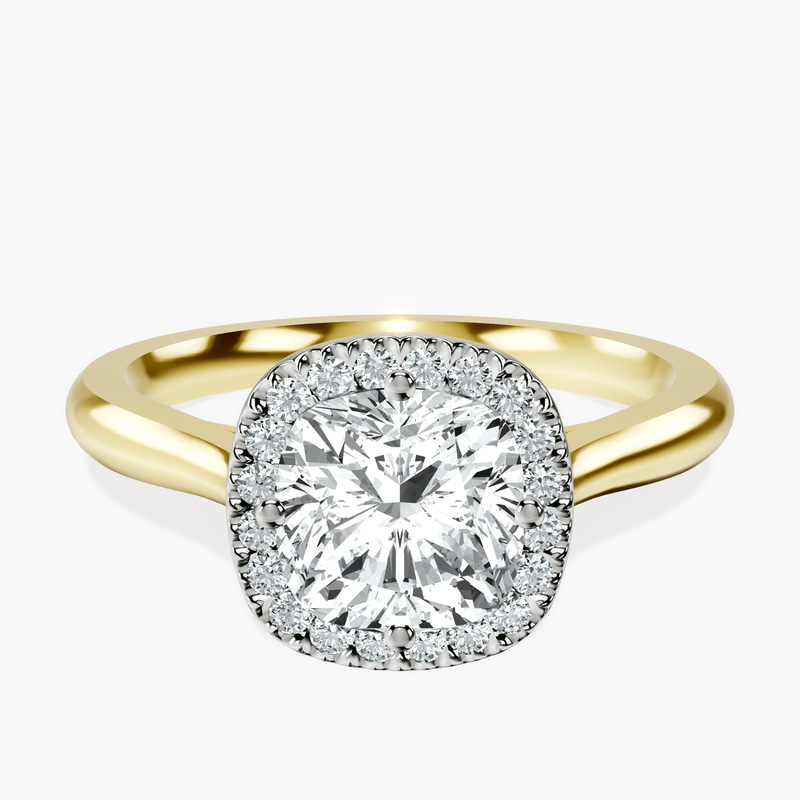 18kt Yellow Gold Harriet Halo 2mm Lab Diamond Ring front image