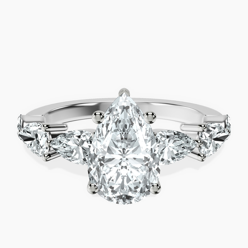 9ct White Gold Frances Side Stone Lab Diamond Ring front image