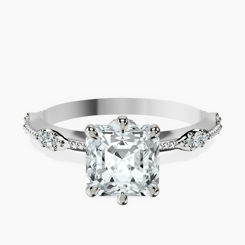 Platinum Theodora Six Prong Side Stone Lab Diamond Ring front image