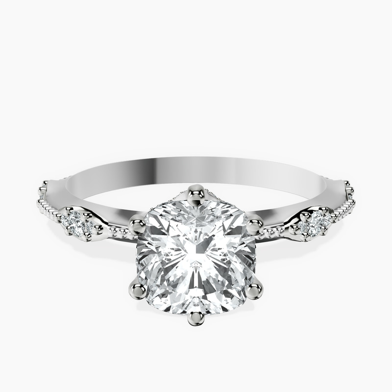 Platinum Theodora Six Prong Side Stone Lab Diamond Ring front image