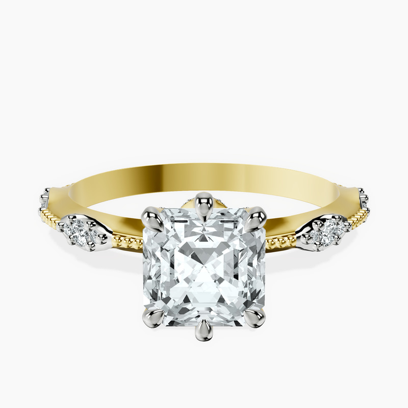9ct Yellow Gold Theodora Six Prong Side Stone Lab Diamond Ring front image
