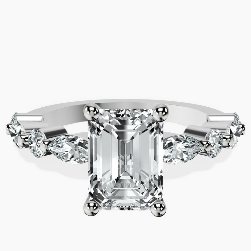 2.93 ct. emerald Pamela Ring in 14kt white gold rtr top