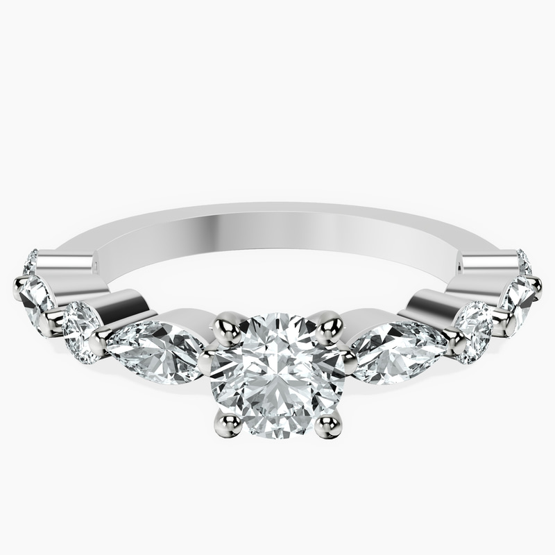 14kt White Gold Pamela Eternity Side Stone Lab Diamond Ring front image