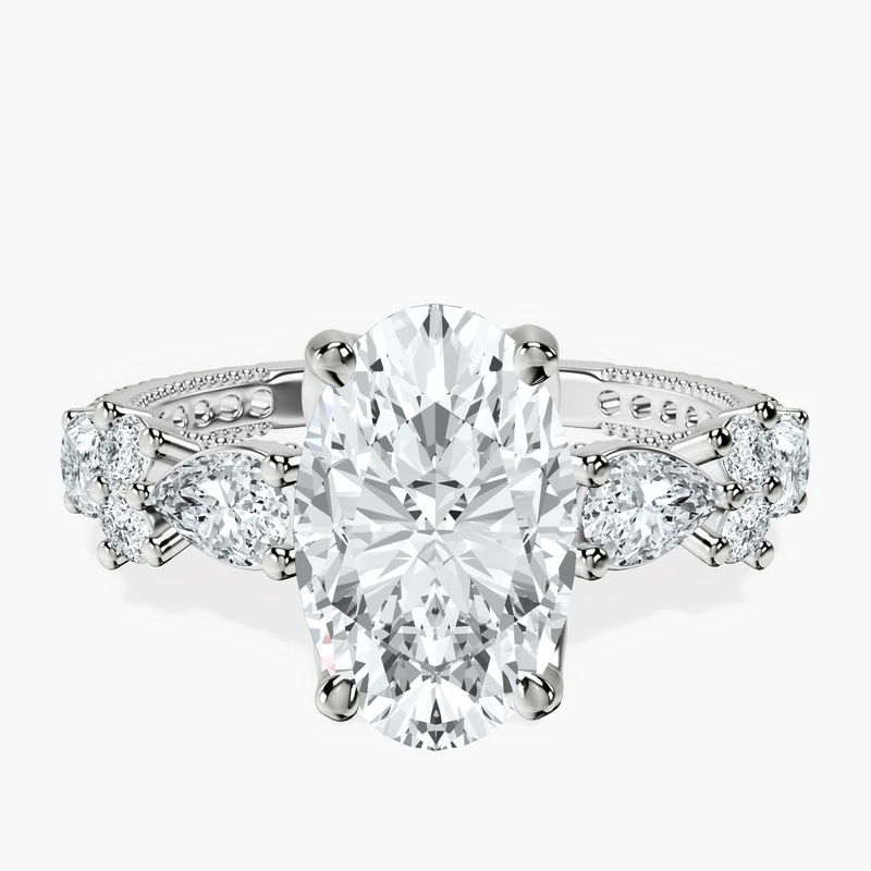 2.06 ct. oval Chrizan Ring in 18kt white gold rtr top