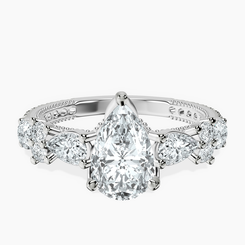 1.38 ct. pear Chrizan Ring in 10kt white gold rtr top