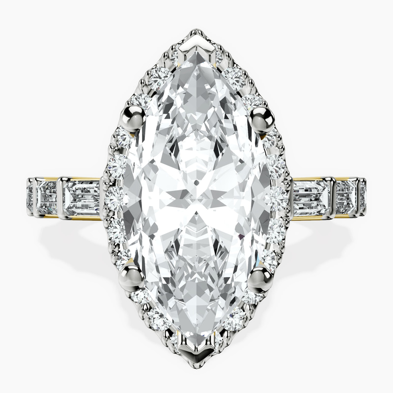 14kt Yellow Gold Rachel Halo Side Stone Lab Diamond Ring front image
