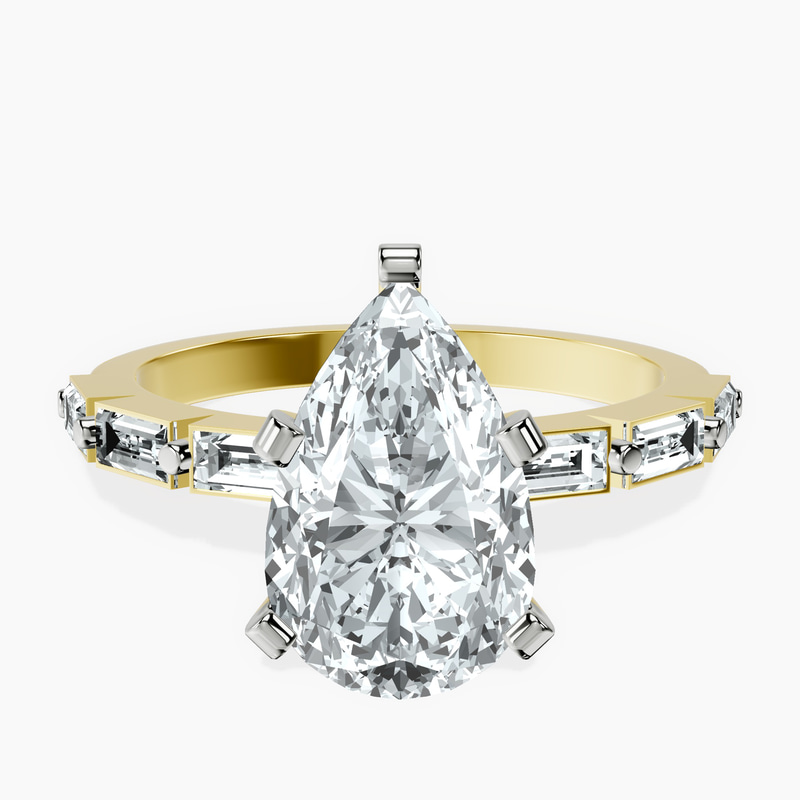 2.81 ct. pear Kimberly Ring in 14kt yellow gold rtr top