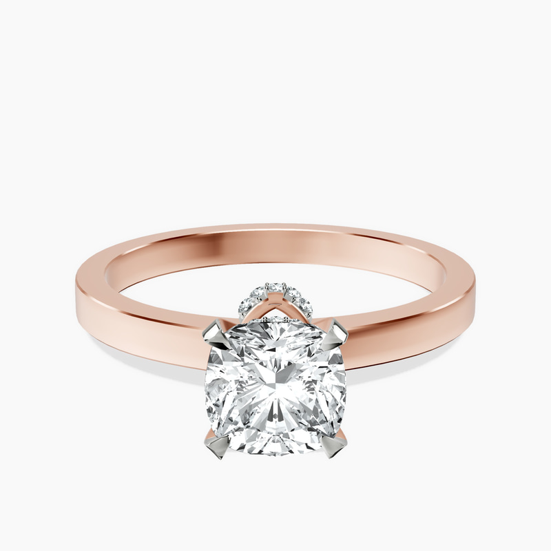 1.49 ct. cushion Ember Halo Ring in 10kt rose gold rtr top