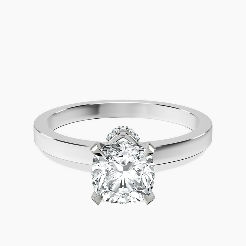1.02 ct. cushion Ember Halo Ring in 10kt white gold rtr top