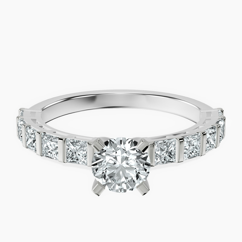 18kt White Gold Keziah Side Stone Princess Lab Diamond Ring front image