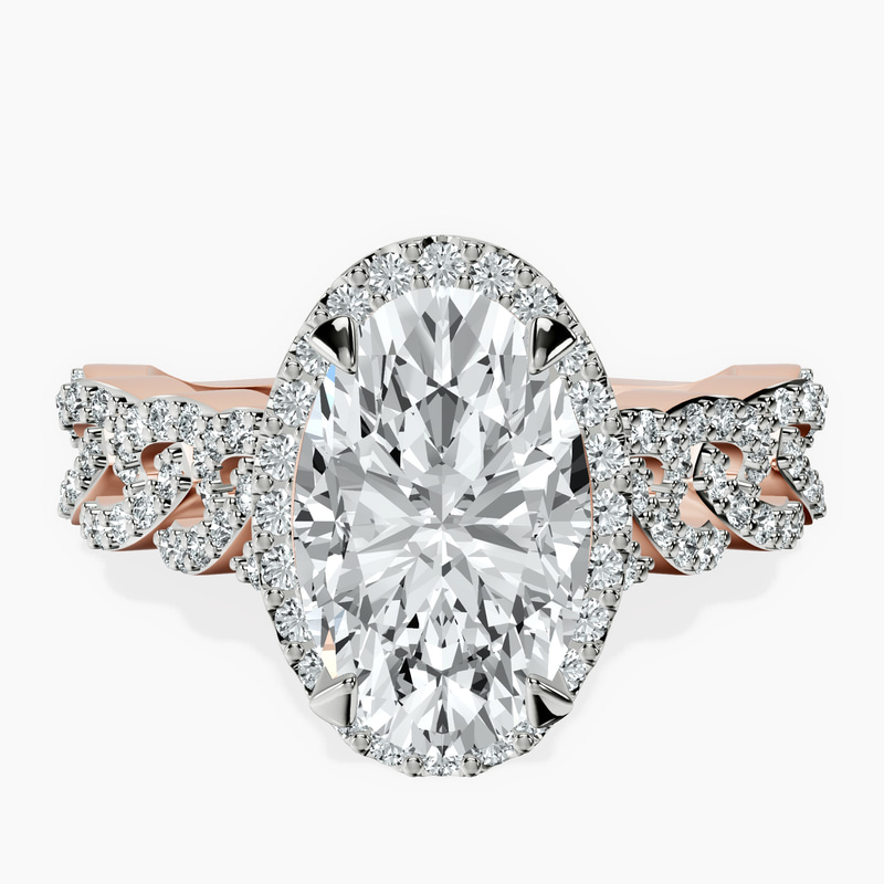 2.99 ct. oval Imperiella halo ring in 18kt rose gold rtr top