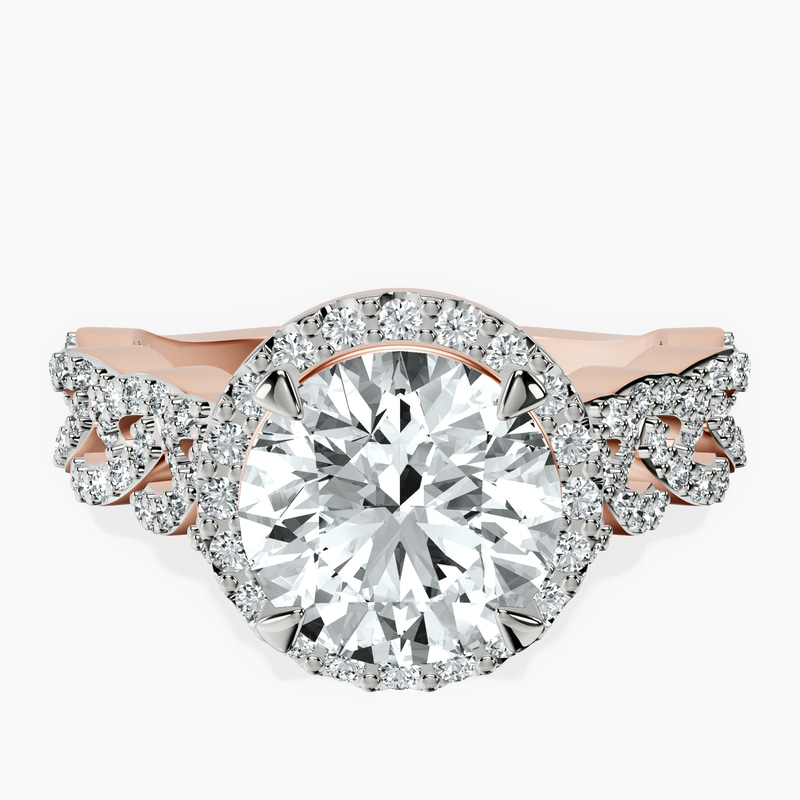 2.82 ct. round Imperiella halo ring in 18kt rose gold rtr top