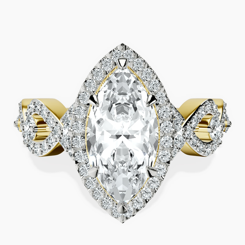 18kt Yellow Gold Prestigia Criss Cross Halo Lab Diamond Ring front image