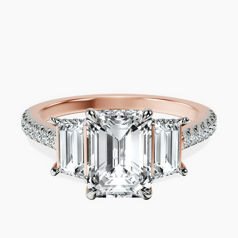 2.93 ct. emerald Lavinia Ring in 18kt rose gold rtr top