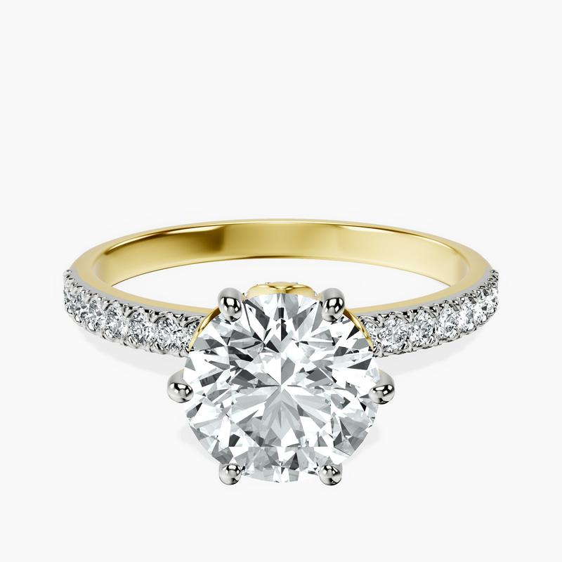 2.82 ct. round Olivia Secret Halo Ring in 18kt yellow gold rtr top