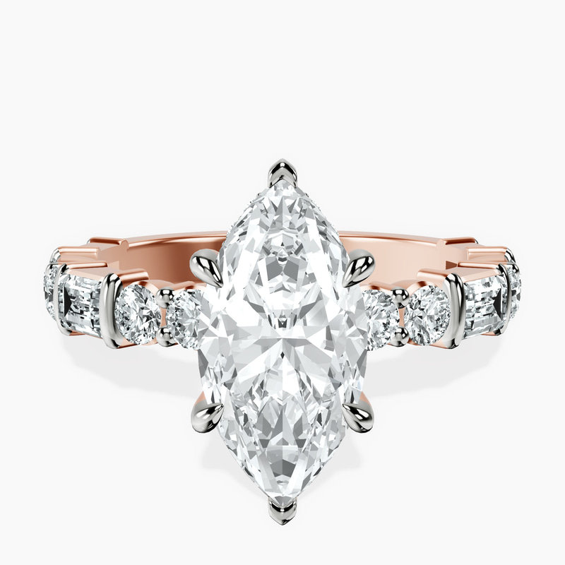 14kt Rose Gold Enchanted Bliss Side Stone Lab Diamond Ring front image