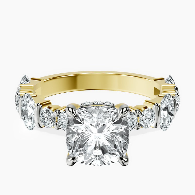 14kt Yellow Gold Enchanted Bliss Side Stone Lab Diamond Ring front image