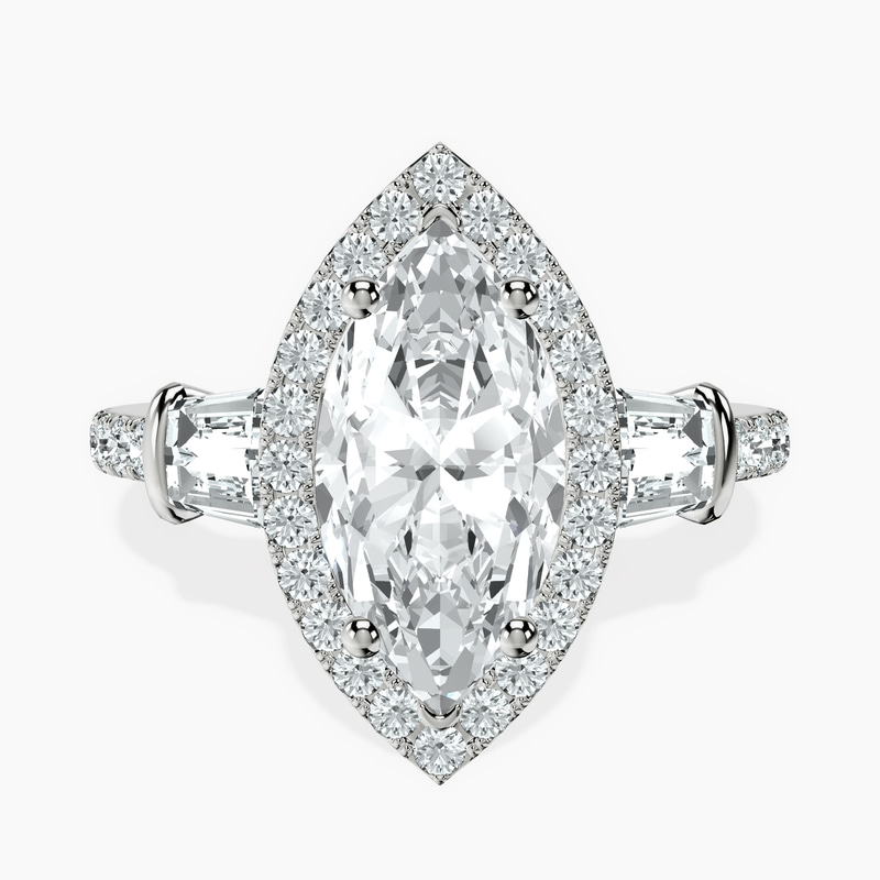 Platinum Liora Cascade Halo Lab Diamond Ring front image