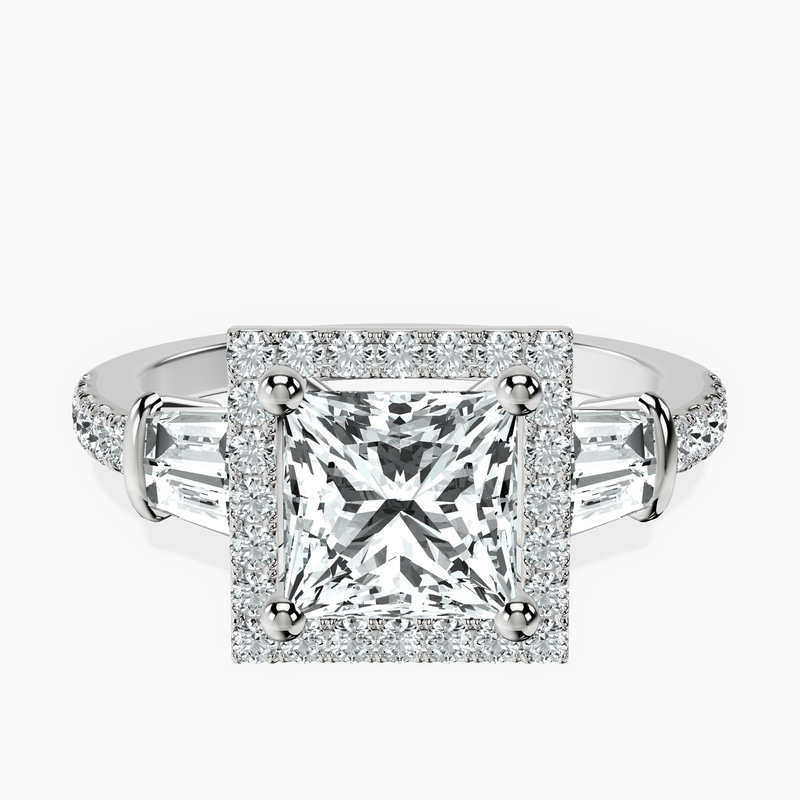 Platinum Liora Cascade Halo Lab Diamond Ring front image