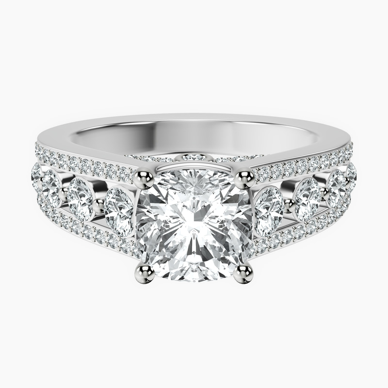 1.49 ct. cushion Eos Spark Lab Diamond Ring in 10kt white gold rtr top