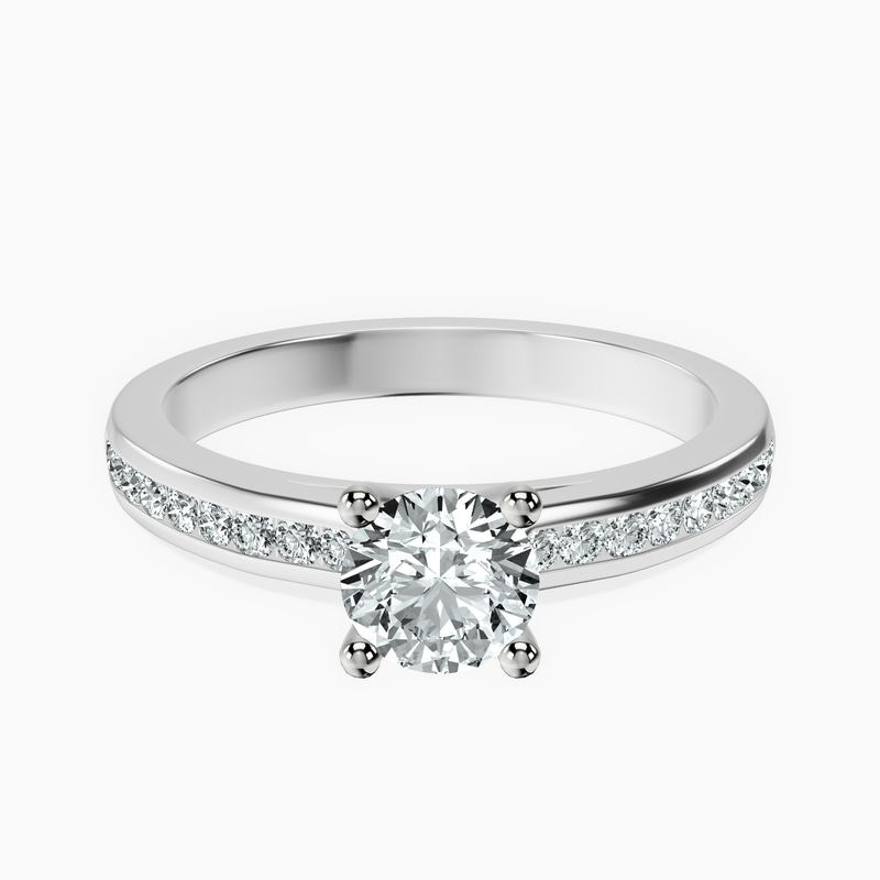 14kt White Gold Lucent Side Channel Set Lab Diamond Ring front image
