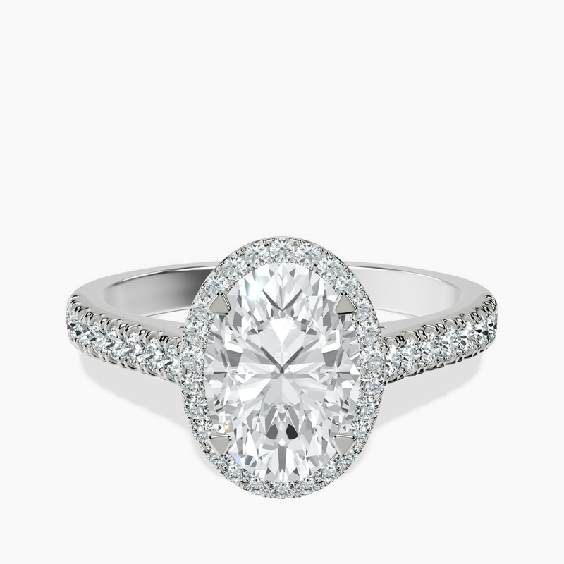 2.06 ct. oval Glowing Globe Halo Ring in platinum rtr top