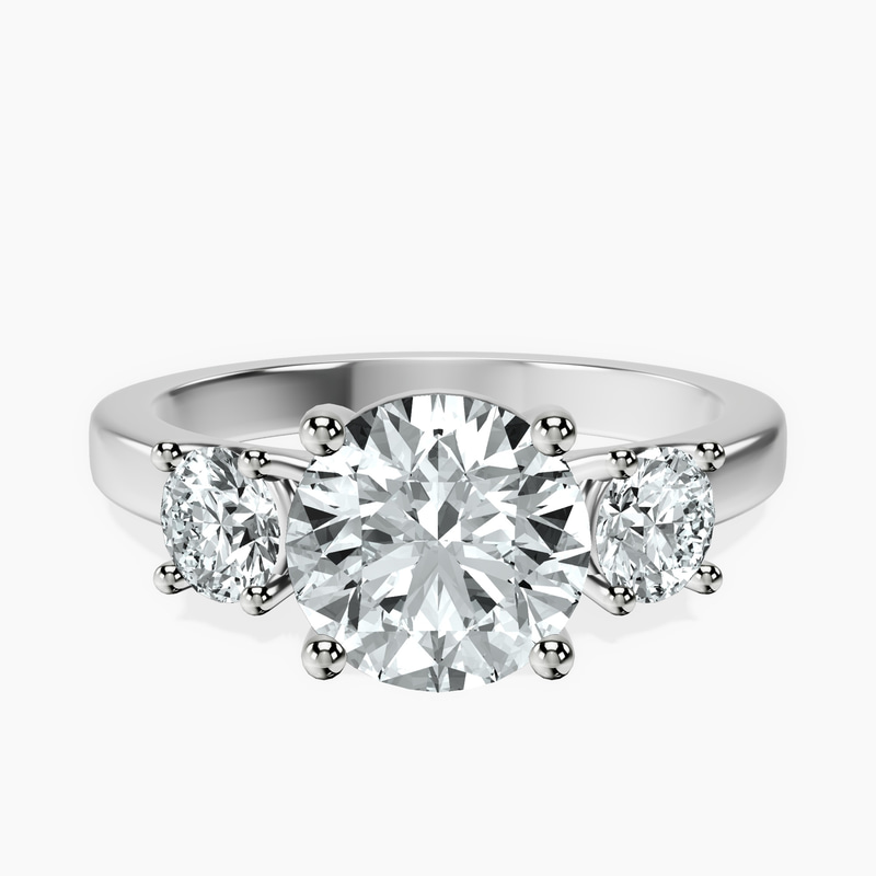Evelina Round Three Stone Lab Diamond Ring front view