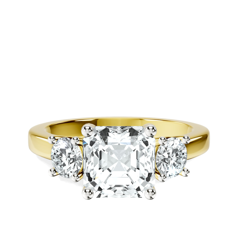 Evelina Round Three Stone Lab Diamond Ring front view