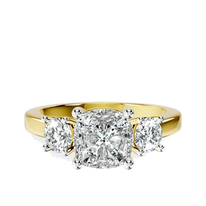 Evelina Round Three Stone Lab Diamond Ring front view