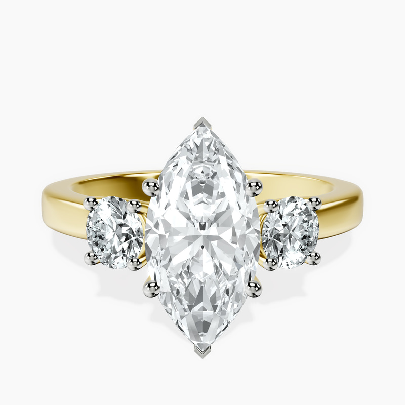Evelina Round Three Stone Lab Diamond Ring front view