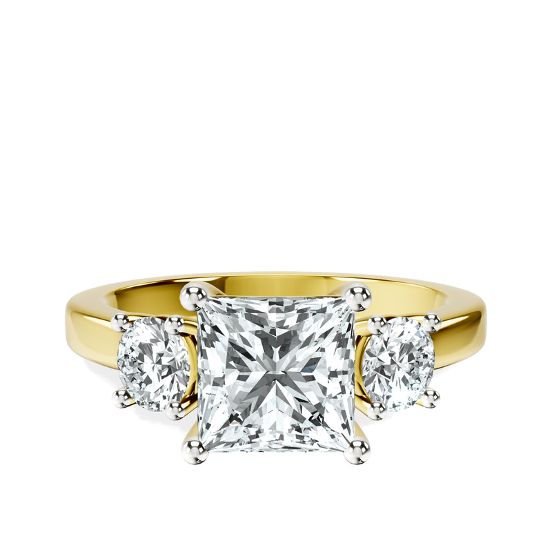 Evelina Round Three Stone Lab Diamond Ring front view