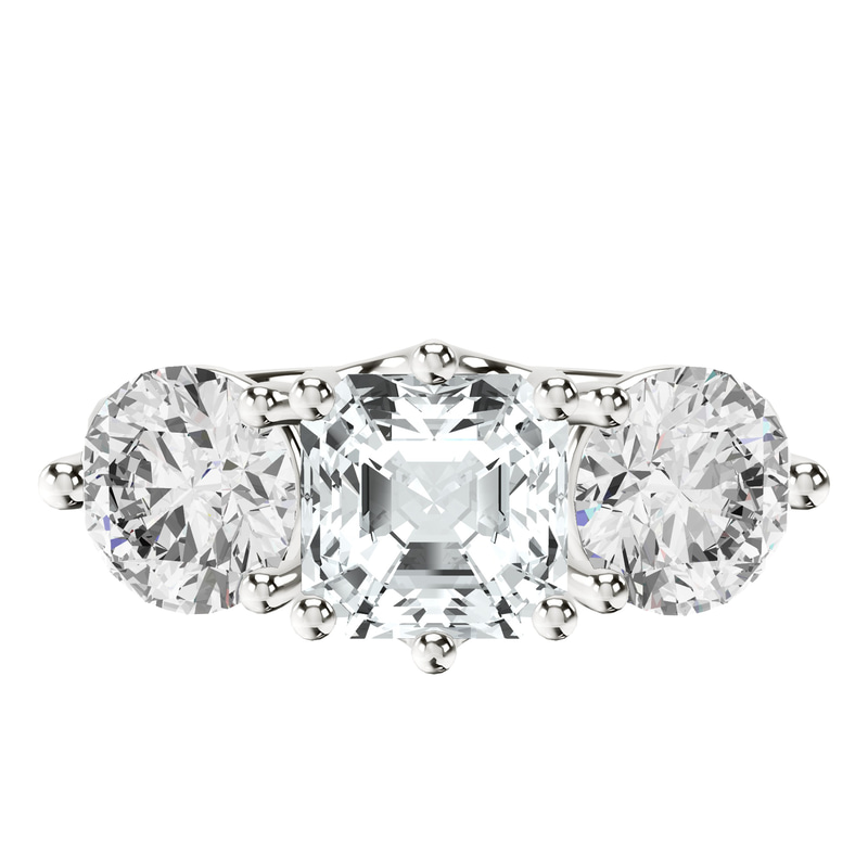 Estella Round Three Stone Lab Diamond Ring front view