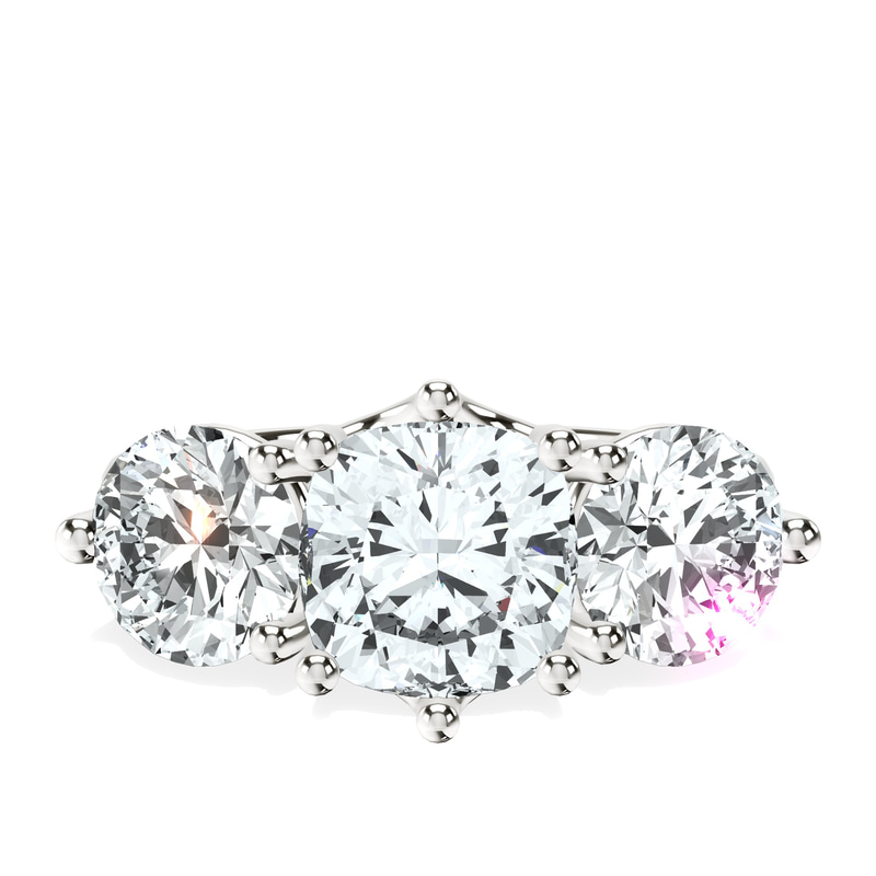 Estella Round Three Stone Lab Diamond Ring front view